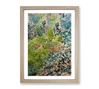 High Above The Greens In Abstract Modern Framed Wall Art Print, Ready to Hang Picture for Living Room Bedroom Home Office Décor, Oak A3 (34 x 46 cm)