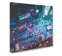 High Above Time square in Abstract Modern Canvas Wall Art Print Ready to Hang, Framed Picture for Living Room Bedroom Home Office Décor, 20x20 Inch (50x50 cm)
