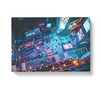High Above Times Square In Abstract Modern Art Canvas Wall Art Print Ready to Hang, Framed Picture for Living Room Bedroom Home Office Décor, 60x40 cm (24x16 Inch)