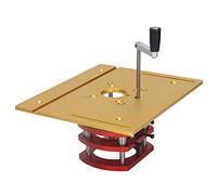 High Accuracy Woodworking Router Lift Aluminum Alloy Panel and 4 Jaw Clamping Tool for Universal Small Trimming Machines Suitable for 64-66mm Motor Diameter (Gold)