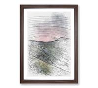 High Alpine Road in Austria Sketch Framed Print | A2 Walnut Framed Wall Art | Ready to Hang | Modern Nature Picture | Living Room Bedroom Lounge Office