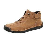 High Ankle Sports Shoes Men, High Top Leather Shoes Soft Bottom Skin Shoe Non-Slip Lightweight Hiking Shoe Flat Bottom Casual Sneakers Outdoor Trekking Footwear Fashionable Walking Footwear Brown