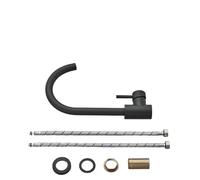 High Arc 360° Swivel Black Stainless Steel Kitchen Faucet, Dual Handle Mixer for Hot & Cold Water, Modern Sink Tap for Bridge Installation