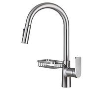 High Arc 360° Swivel Kitchen Faucet with Pull Down Sprayer Single Handle Design Soap Dispenser Included Stylish Gray Finish (Color: Nero)