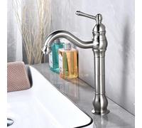 High Arc Antique Brass Bathroom Sink Faucet 360° Swivel Single Handle Mixer Tap Vintage Style Hot & Cold Adjustable Brushed Finish Ideal for Modern & Classic Decor