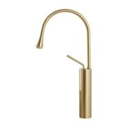 High-Arc Bathroom Sink Faucet, 360° Rotation, Black Brass Mixer Tap, Gourmet Water Faucet, Hot & Cold, Brush Gold Finish, Modern Design, China