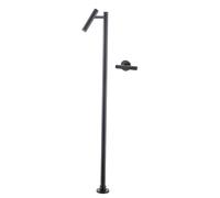 High-Arc Black Floor Standing Bathroom Faucet, Tall Single Handle Mixer for Sink & Bathtub, Cold & Hot Water Vertical Tap for Modern Bathroom Décor