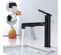 High-Arc Black Kitchen Faucet with Pull-Down Sprayer Brass Bathroom Sink Mixer Tap Rotatable Spout Modern Design for Easy Use and Style