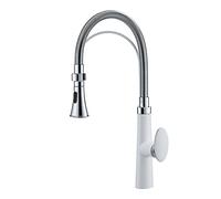 High-Arc Chrome Kitchen Faucet - Brass Single Handle Mixer Tap with Pull Down Sprayer Dual Function Water Control for Modern Kitchens