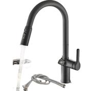 High Arc Gooseneck Kitchen Faucet with Pull Down Sprayer Single Handle Stainless Steel Sink Mixer Tap (Black) - Modern Design for Easy Cleaning & Stylish Upgrade