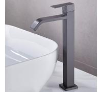 High Arc Gray Bathroom Faucet Single Handle Mixer Tap Waterfall Design Lavabo Cold Water Sink Modern for Stylish Washbasin