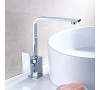 High Arc Kitchen Faucet with 360° Swivel, Chrome & White Brass, Cold/Hot Mixer Tap for Sinks - Modern Beige Design, Durable & Stylish Water Solution