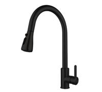 High Arc Kitchen Mixer Tap with Pull-Out Spray, Monobloc Single Lever Sink Faucet, 360° Swivel, 2 Spray M, Ideal for Washing & Ring, Includes 2 x 60cm Water Pipes