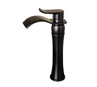High Arc Kitchen Sink Faucet Brass Bathroom Mixer Tap Hot & Cold Water Cascade Bathroom Sink Faucet Elevated Countertop Design (Black)