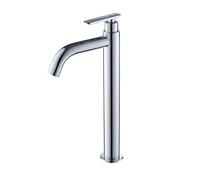 High-Arc One Hole Bathroom Sink Faucet Brass Single Lever Lavatory Basin Waterfall Cold Tap, 30cm High, Polished Chrome