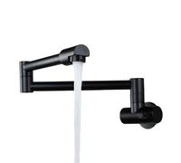 High Arc Pot Filler Faucet Wall Mounted 360° Rotatable Copper Tap Single Cold Water Spout for Kitchen Stove SinkStylish Black Finish