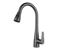 High Arc Pull Down Kitchen Faucet - Stainless Steel Sink Mixer Tap with 2 Spray Modes 360° Swivel Single Lever Commercial Grade Modern Grey Finish for Stylish Kitchens