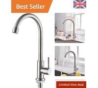 High Arc Single Handle Kitchen Sink Tap - Stainless Steel, Splash-Proof & Swivel