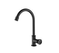 High Arc Single Hole Cold Water Faucet Industrial Style Kitchen Sink Tap 360° Swivel Bathroom Basin Outdoor Use Chrome Finish