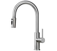 High Arc Stainless Steel Commercial Kitchen Faucet with Pull Down Sprayer Unique Swivel Mixer Tap for Home & Restaurant Use Durable & Stylish Design