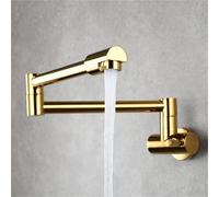High Arc Wall Mounted Pot Filler Faucet 360 Degree Rotating Copper Single Cold Water Tap for Kitchen Sink Silver Finish (Gold)