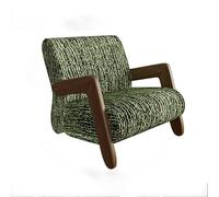 High Back Armchair, Modern Linen Fabric Accent Chair with Solid Wood Frame and Walnut Legs for Living Room, Bedroom, or Balcony