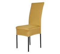 High-Back Chair Covers for Dining Room Chairs - Spandex Stretch, Universal Armless Chair Protective Slipcover, Removable & Washable for Kitchen, Wedding, Party, Banquet & Hotel, Gold, Pack of 4