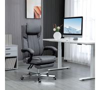HOMCOM Executive Office Chair, Computer Desk Chair with High Back, Adjustable Headrest, Footrest, Reclining, Dark Grey Aosom UK