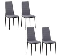 High Back Dining Chairs Modern Upholstered Linen-Touch Fabric Accent Chairs with Metal Legs for Kitchen
