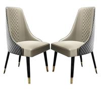 High Back Dining Chairs Set of 2 Solid Wood Legs Elegant Design for Living Room Bedroom Reception - Comfortable Dining Room Furniture