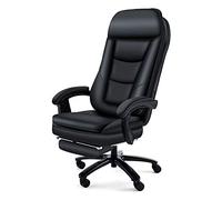 High Back Executive Chair Massage PU Leather Large Seat Computer Desk Chair with Footstool Extra Padded Ergonomic Office Chair Synchro Tilt Mechanism 360 Degree Swiv(