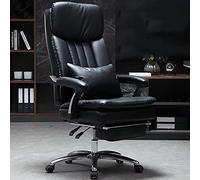 High Back Executive Office Chair - 360° Swivel, Adjustable Height, PU Leather Recliner with Retractable Footrest & Double Padding - Gaming Chair in Red & Khaki (Black)