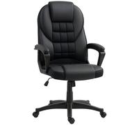 High Back Executive Office Chair PU Leather Desk Chair With Swivel Wheels - Black/Brown/Grey - Black - HOMCOM | TJ Hughes