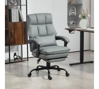 High Back Executive Office Chair PU Leather Desk Chair with Swivel Wheels HOMCOM Grey One Size