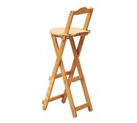 High Back Folding Bar Stool Chair - Solid Wood Restaurant & Kitchen Seating for Indoor/Outdoor Use - Stylish Home Bar Furniture, Space-Saving Design, Comfortable Backrest