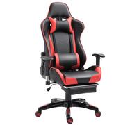 High-Back Gaming Chair Swivel Home Office Computer Racing Gamer Recliner Chair Faux Leather with Footrest