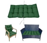 High Back Garden Chair Cushions - 106x53cm Waterproof Thick Seat & Back Pads Tufted Replacement Cushions with Ties for Indoor/Outdoor Rattan Furniture (Dark Green)