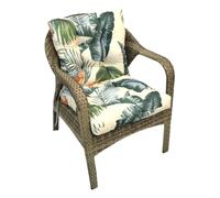 High Back Garden Chair Cushions - 106x53cm Waterproof Thick Seat & Back Pads Tufted Replacement with Ties for Indoor/Outdoor Rattan Furniture (Green Leaves)