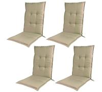 High-Back Garden Chair Cushions 120x50cm UV-Resistant Retaining Strap & Cords Khaki Cushions for Outdoor Furniture Pack of 4 for Folding Chairs