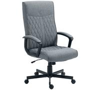 Vinsetto High-back Home Office Chair, Linen Swivel ComPUter Chair Dark Grey