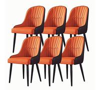 High Back Leather Dining Chairs Padded Soft Seat Sturdy Steel Legs Armrests Set of 6 Modern Design for Home & Restaurant ge Color Comfortable and Stylish