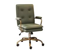 High Back Leather Executive Office Chair with Armrests Tilting Backrest Computer Desk & Gaming Chair for Home & Study - Ergonomic Design Wheels Green Legs