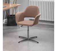High Back Office Desk Chair with Arms and Swivel Function Ergonomic Task Chair for Office Study or Meeting Room Cross Legged Design No Wheels Adjustable Height Comfortable and Stylish Brown