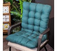 High Back Outdoor Garden Chair Cushion with Tie Down Straps - Dark Green Rattan Furniture Accessory (45x100 cm) for Comfortable Patio Seating