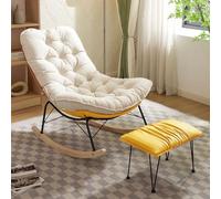 High-Back Recliner Rocking Chair with Footrest - Upholstered Comfortable Lounge Chair for Living Room & Outdoor Ideal for Nursery & Relaxation