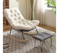 High Back Recliner Rocking Chair with Footrest Upholstered Comfortable Rocking Armchair for Living Room and Outdoor Use Ideal for Nursery and Relaxation