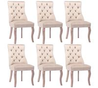 High Back Velvet Dining Chair with Button Tufting, Solid Wood Legs, Design - Set of 4, Bei Color, Perfect for Modern Home Decor