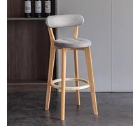 High Back Wooden Bar Stools with Footrest Solid Wood Kitchen Breakfast Chairs Gray Color Perfect for Dining Room and Counter Height Seating