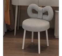 High Backrest Bowknot Vanity Stool - Multifunctional Plush Velvet Chair for Makeup Room & Living Room - Comfortable Latex Cushion - Stylish Gray Footrest for Various Uses