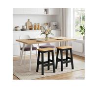 High Bar Stool Black Solid Pine Wood Live Edge Painted 40x29x63cm 2pcs High Back